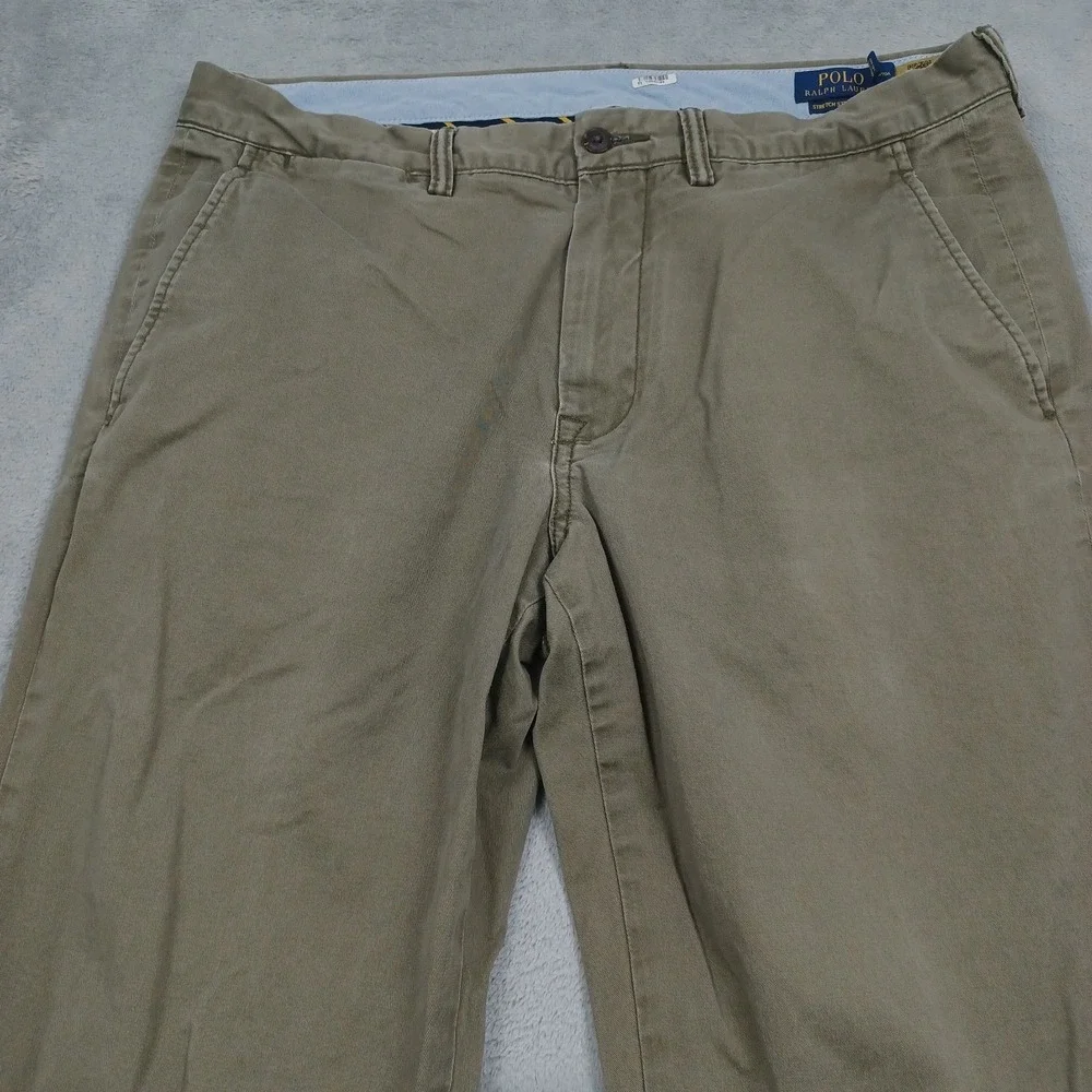 Polo Ralph Lauren Pants Mens 35x32 Brown Chino Pockets Stretch Straight Fit